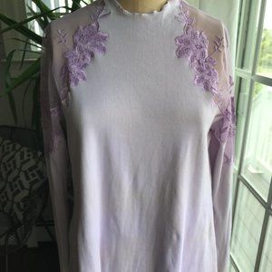 Lavender Lace Shouldered Knit Top